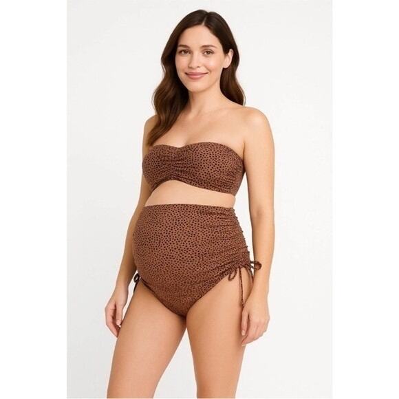 A Pea in the Pod Maternity Animal Print Convertible Two-Piece Swimsuit Set - Picture 1 of 12